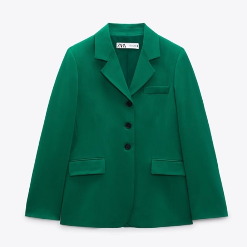 💚 STRAIGHT CUT WOOL BLEND BLAZER - Picture 4 of 6
